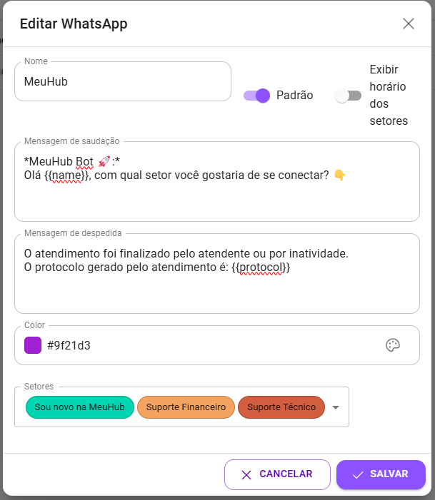 Configurar Mensagens